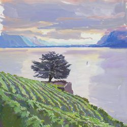 Retour au Léman, gouache sur papier, 37x41cm, 2021