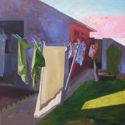 Linge d'hiver, huile sur toile, 150x150cm, 2022. Collection privée.